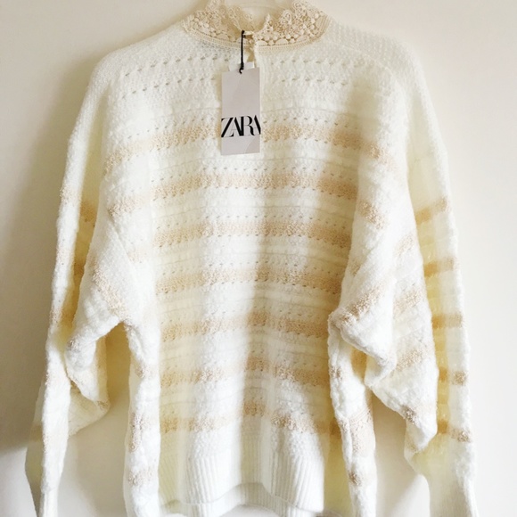 ZARA LACE COMBINED KNIT SWEATER BLOGGERS FAV NWT - Picture 10 of 11